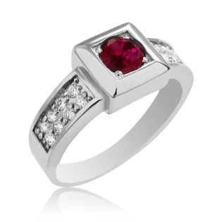 Gold ring with a sapphire and diamond Business"