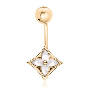 Золота сережка для пірсингу в пупок «A la Vuitton»