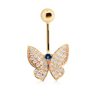 Золотий пірсинг з сапфіром «Метелик»