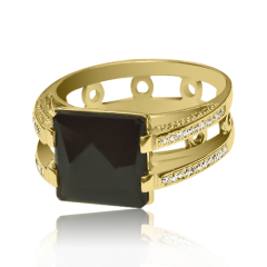 Золотое кольцо с раухтопазом и бриллиантами «Фузар де Полли»
