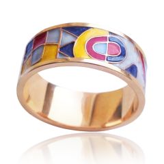Золотое кольцо с эмалью «Небесные грани»