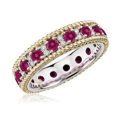 Обручальное кольцо с дорожкой рубинов «Монако»