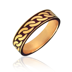 Золотое обручальное кольцо с эмалью «Cannetille»
