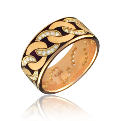 Золотое обручальное кольцо с цирконием«Cannetille»