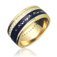 Золотое обручальное кольцо с цирконием «Lui pino»