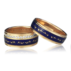 Золотое обручальное кольцо с эмалью «Lui pino»