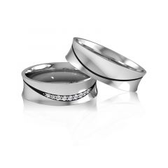 Обручальное кольцо с дорожкой циркония или без камней «Золотая пара»