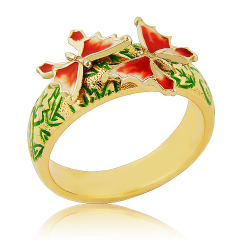 Золотое кольцо с эмалью «Мотылек»