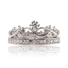 Золотое кольцо двойное с цирконием «Корона»