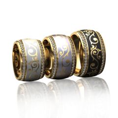 Эксклюзивное черное обручальное кольцо с эмалью «Бьюти»