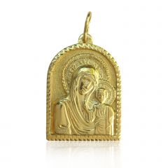 Золотая ладанка из лимонного золота «Икона Божьей Матери»