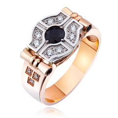 Золотий перстень з сапфірами і діамантами «Мачо»