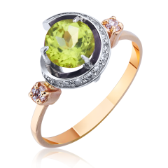 Золотое кольцо с хризолитом «Тайна Глории»