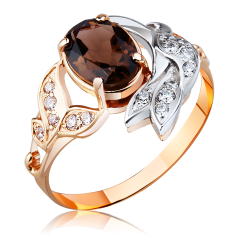 Золотое кольцо с раухтопазом «Корица»