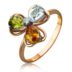 Золотое кольцо с цветными камнями
