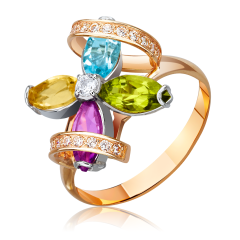 Золото кольцо с самоцветами «Илана»