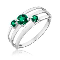 Широкое кольцо с тремя изумрудами «Emerald shine»