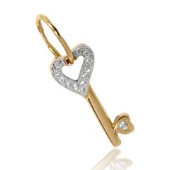 Золотой кулон-ключик с цирконием «К сердцу»