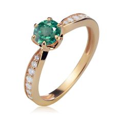 Золотое классическое кольцо с зеленым топазом «История любви»