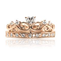 Золотое кольцо с куб.цирконием «Корона - Сердце»