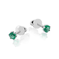 Золотые серьги-пусеты с изумрудом «Ангел дня»