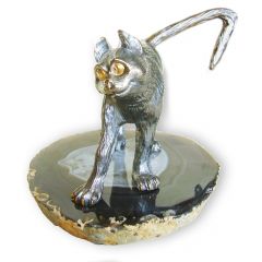 Серебряная статуэтка с позолотой «Кот»