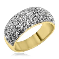 Золотое кольцо паве с циркониевой обсыпкой «Звездная метель»