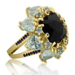 Золотое кольцо с черным раухтопазом «Прекраснейшей»