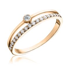 Двойное кольцо с дорожкой бриллиантов «Minimal»