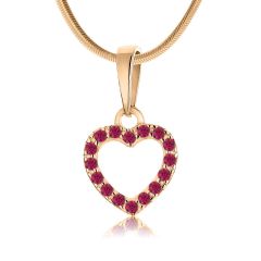 Золотой кулон в форме сердечка с рубинами «Loving»