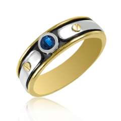 Золоте чоловічий перстень з сапфіром «Baron»