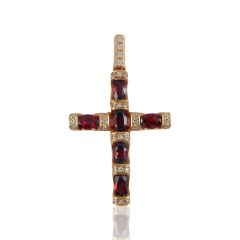 Крестик из золота с гранатами «Золотой век»