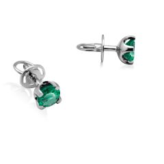 Золотые серьги пусеты с изумрудами «Reine»