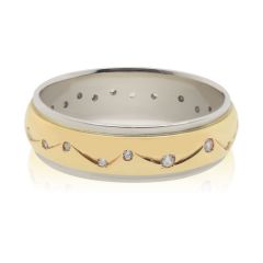 Обручальное кольцо с сапфирами из двух цветов золота «Provence»
