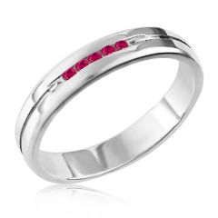 Обручальное кольцо с дорожкой рубинов «Road to love»