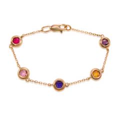 Золотой браслет с разноцветными камнями «Монпансье»