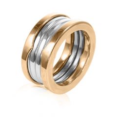 Обручальное толстое кольцо из комбинированного золота «Virginia»