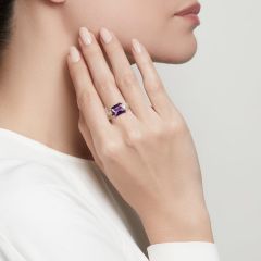 Широкое женское кольцо с аметистом «Октагон»