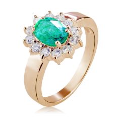  Золотое кольцо с изумрудом «Королевская помолвка»