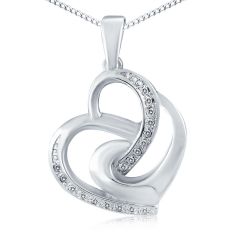 Кулон сердечко с бриллиантами «Переплетение сердец»