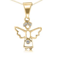 Золотой кулон ангелочек с бриллиантами «Gentle angel»