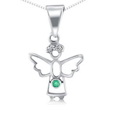 Кулон ангелок с изумрудом и бриллиантами «Gentle angel»
