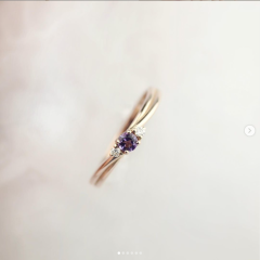 Золотое кольцо с аметистом и бриллиантами для предложения «Эвери»