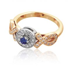 Красивое кольцо с сапфиром и кристаллами Сваровски «Идеал» 