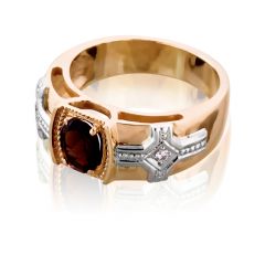 Золотое мужское кольцо с раухтопазом «Королевская печать»