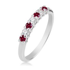 Кольцо с дорожкой из рубинов и бриллиантов «Мечта»