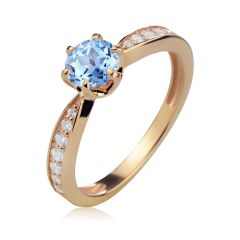 Золотое классическое кольцо с топазом «История любви»
