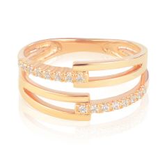 Золотое кольцо c двумя дорожками бриллиантов «Pallena»