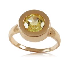 Золотое кольцо с круглым желтым сапфиром «Феона»