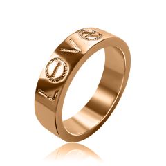 Золотое обручальное кольцо американка с гравировкой «LOVE»